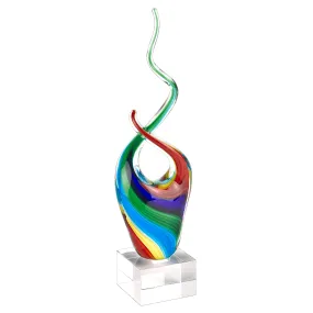 11 MultiColor Art Glass Abstract Centerpiece on Crystal Base By Homeroots