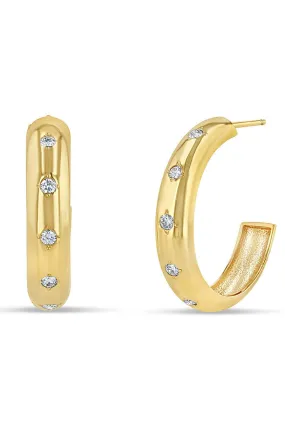 6 Star Set Diamond Chubby Hoops