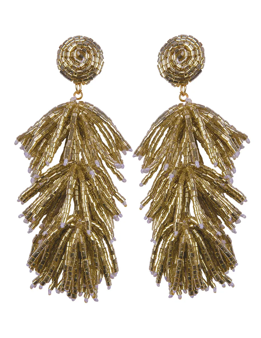 Beaded Fringe Drop Post Earrings