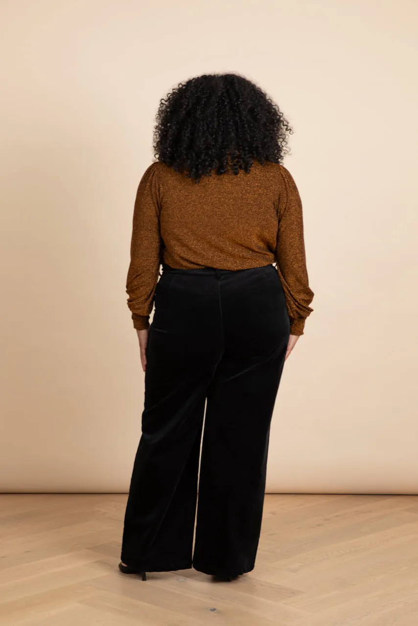 Black Velvet High Waisted Pants