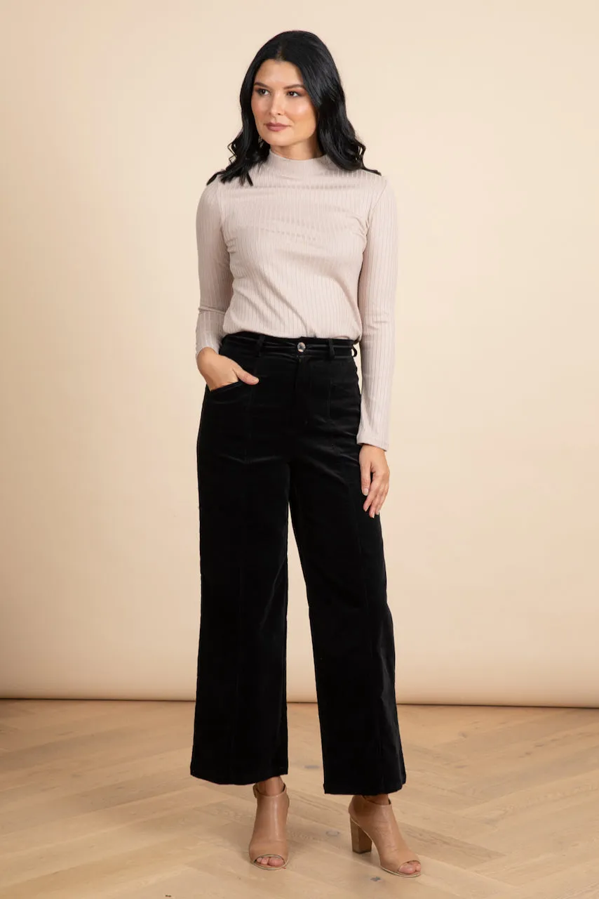 Black Velvet High Waisted Pants