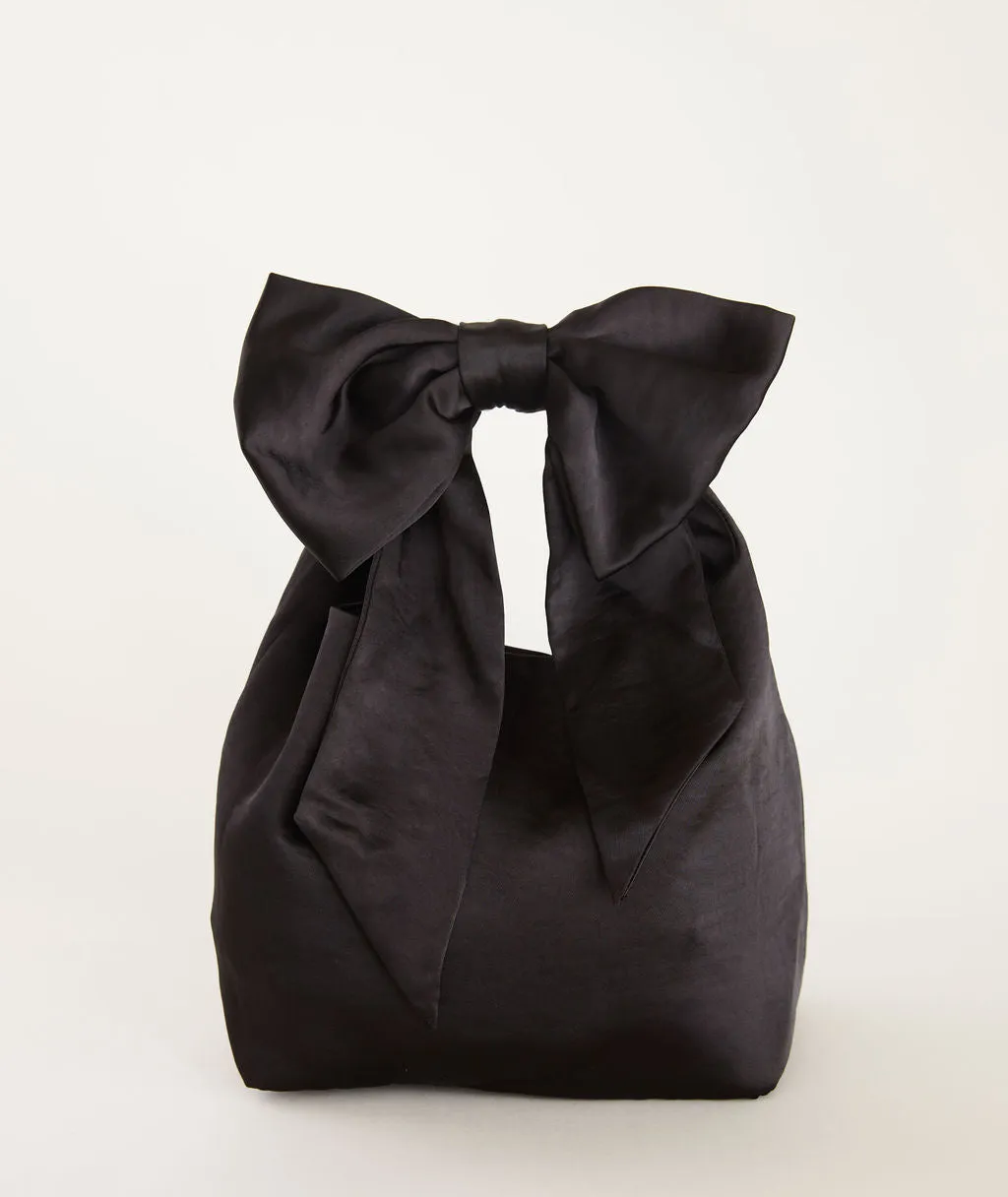 Bow Detail Satin Pouch Bag