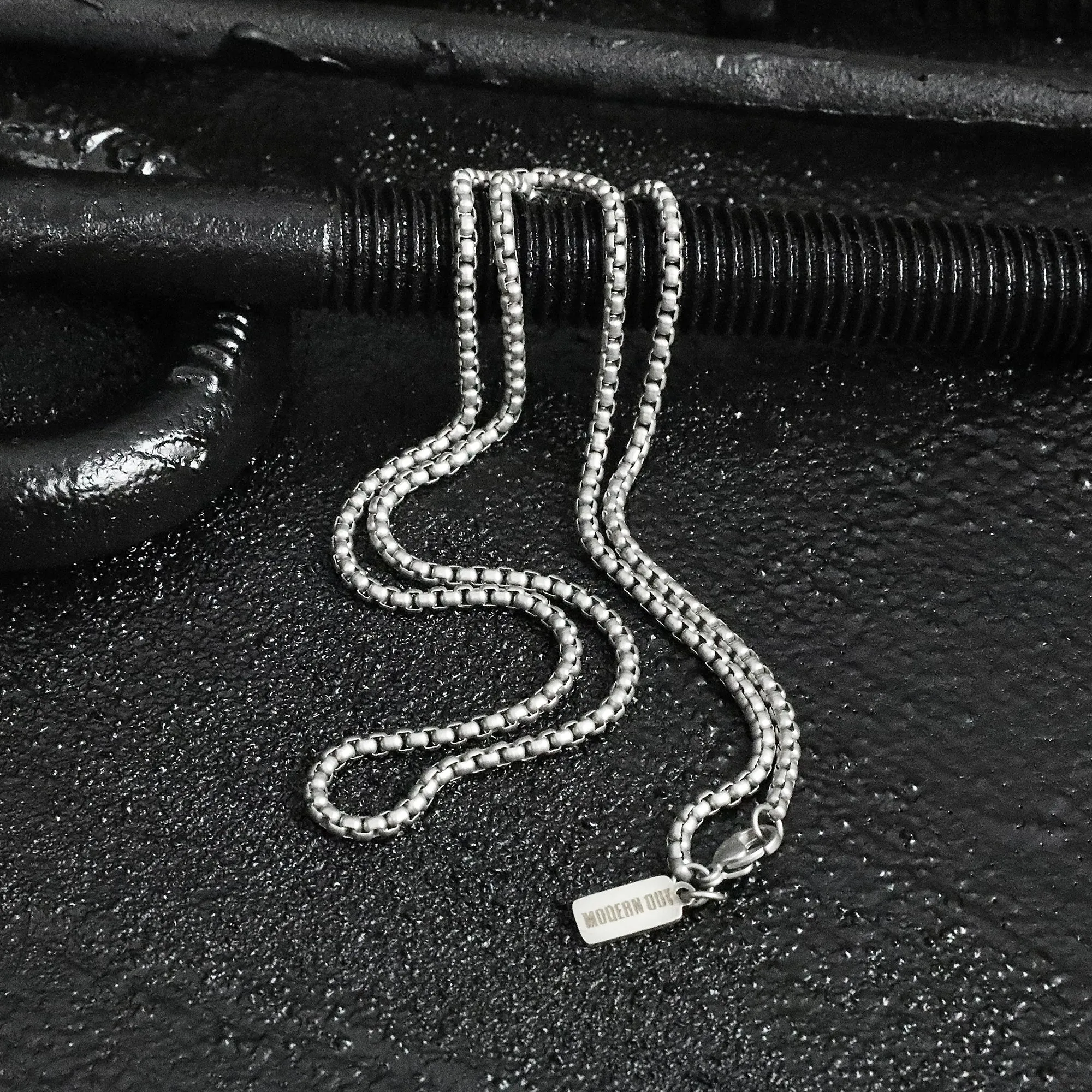 Box Chain Necklace - Matte Silver 2mm, 3mm