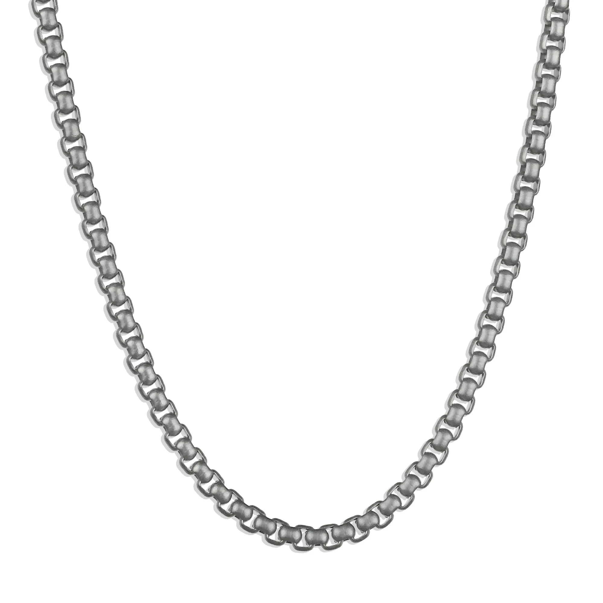 Box Chain Necklace - Matte Silver 2mm, 3mm