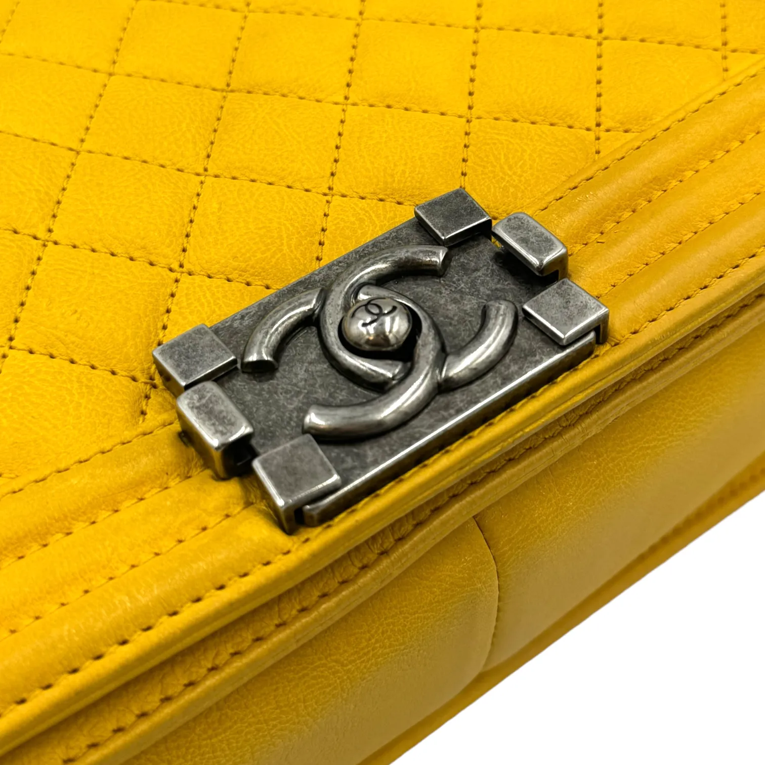 Chanel Boy Medium Yellow Lambskin Ruthenium