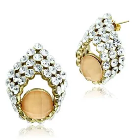 GL355 IP Gold(Ion Plating) Brass Earrings with Synthetic in Orange