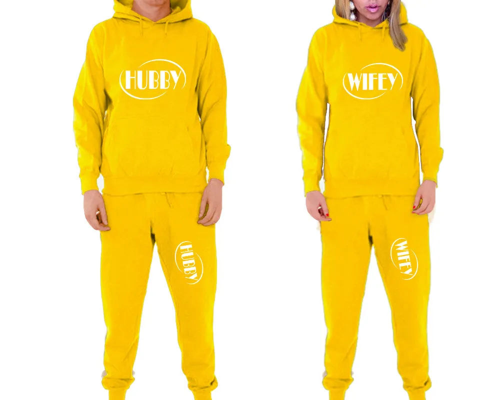 Hubby Wifey Couple Matching Hoodie and Jogger Pants Top&Bottom Sets