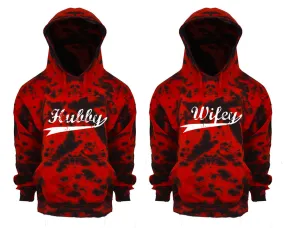 Hubby Wifey Couple Tie Dye Pullover Hoodies, Matching Tie Dye Hoodies