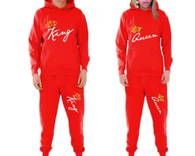 King Queen Couple Matching Hoodie and Jogger Pants Top&Bottom Sets