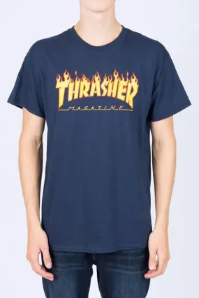 Thrasher Guys Navy Flame Tee